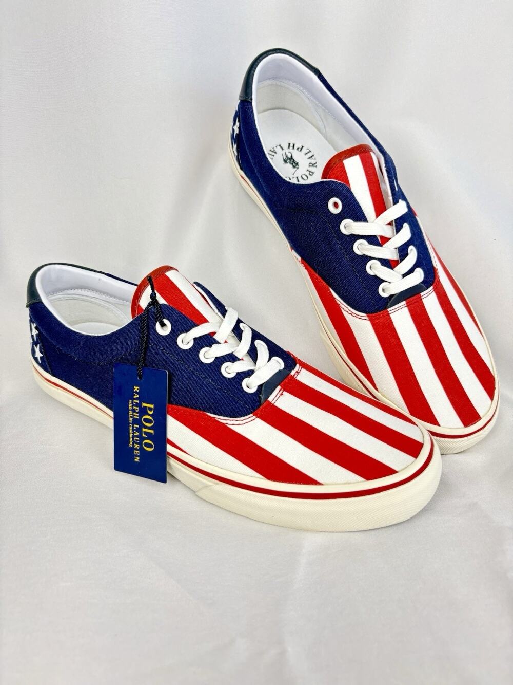 Polo Ralph Lauren Men's Thorton Sneakers 9.5 D Stars Stripes Casual Canvas Shoes